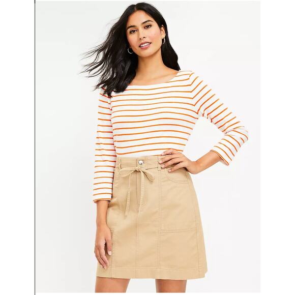 Loft Tan Pocket Skirt with Twill Tie size 8 - Picture 1 of 7